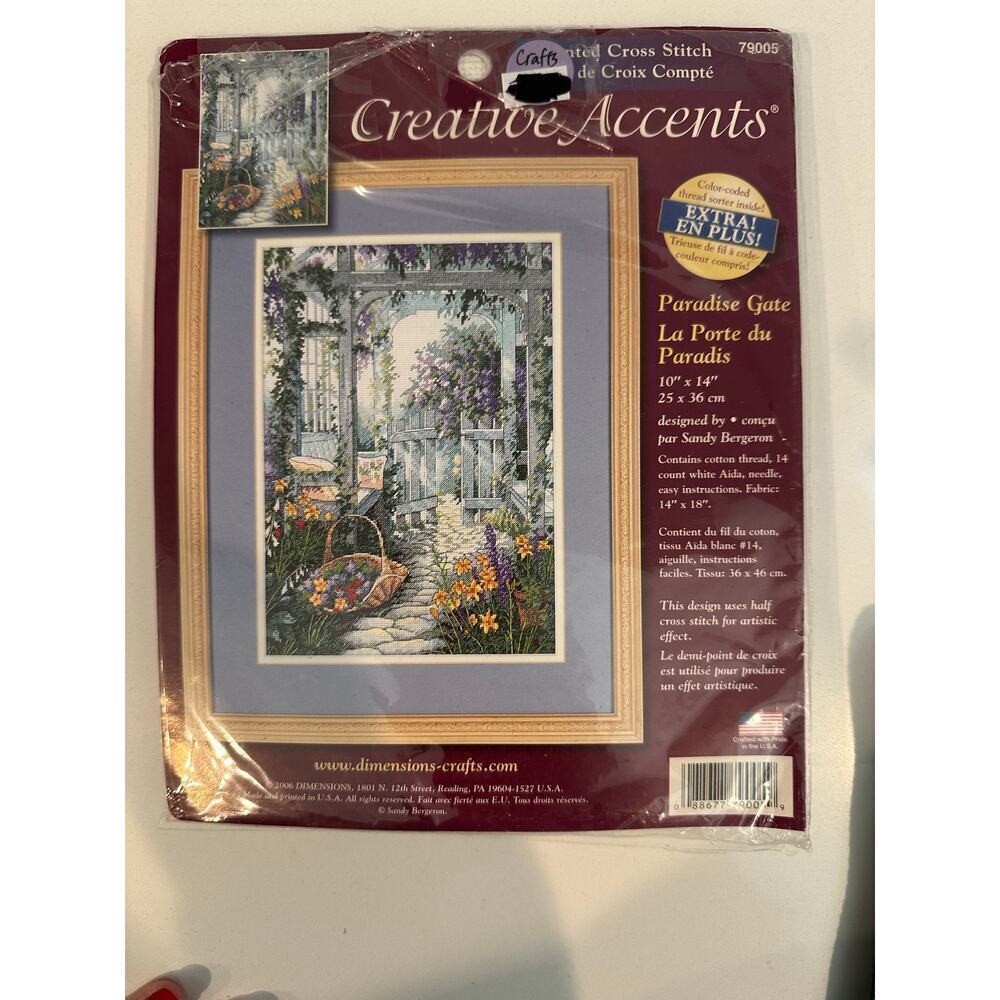 NWT Creative Accents Counted Paradise Gate Flowers Garden Cross Stitch Kit